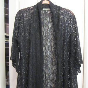 Geneology Black Lace Kimono Cardigan Sz L
